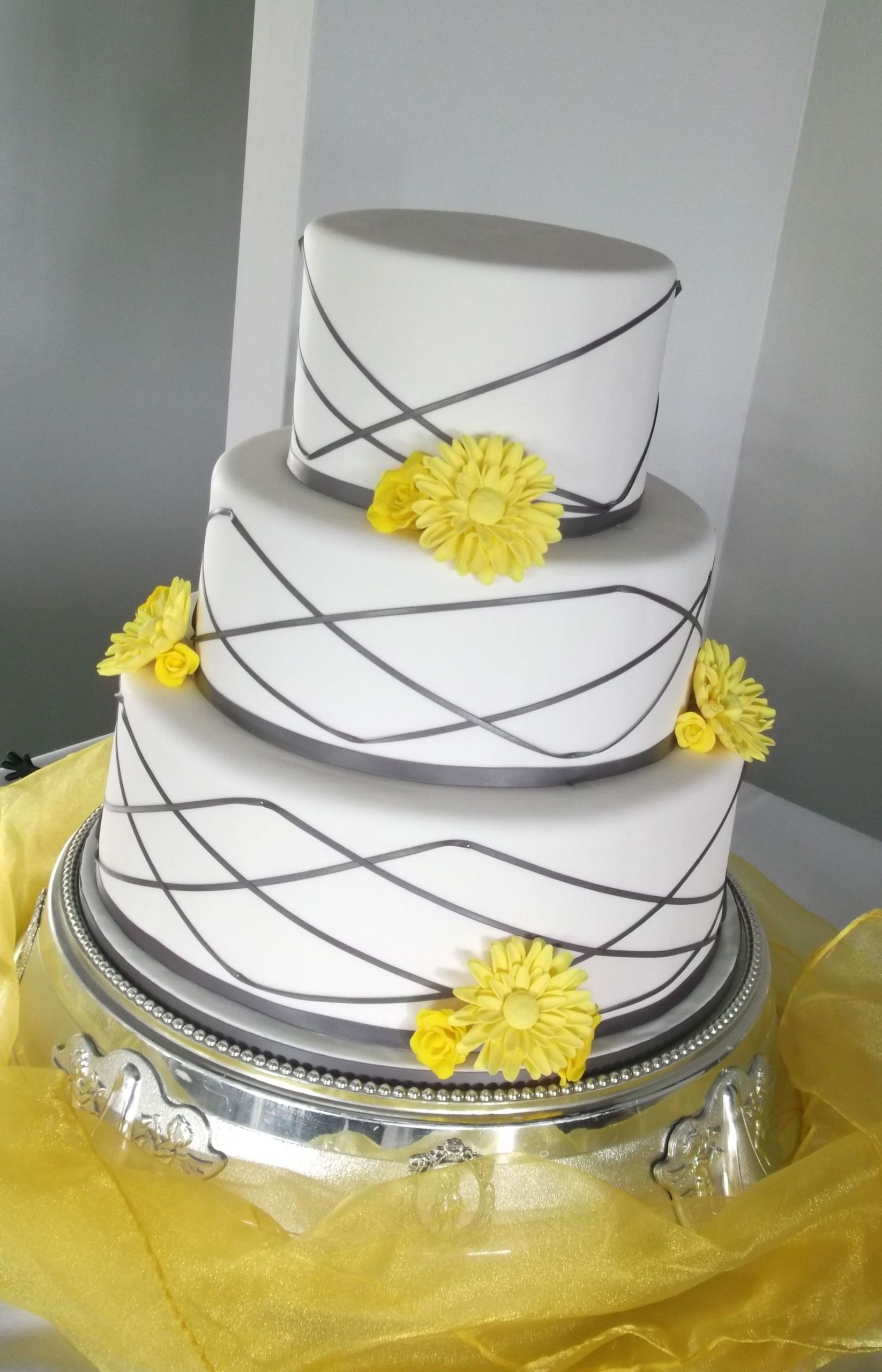 Yellow And Gray Wedding Cakes
 Yellow and grey wedding cake Cakes
