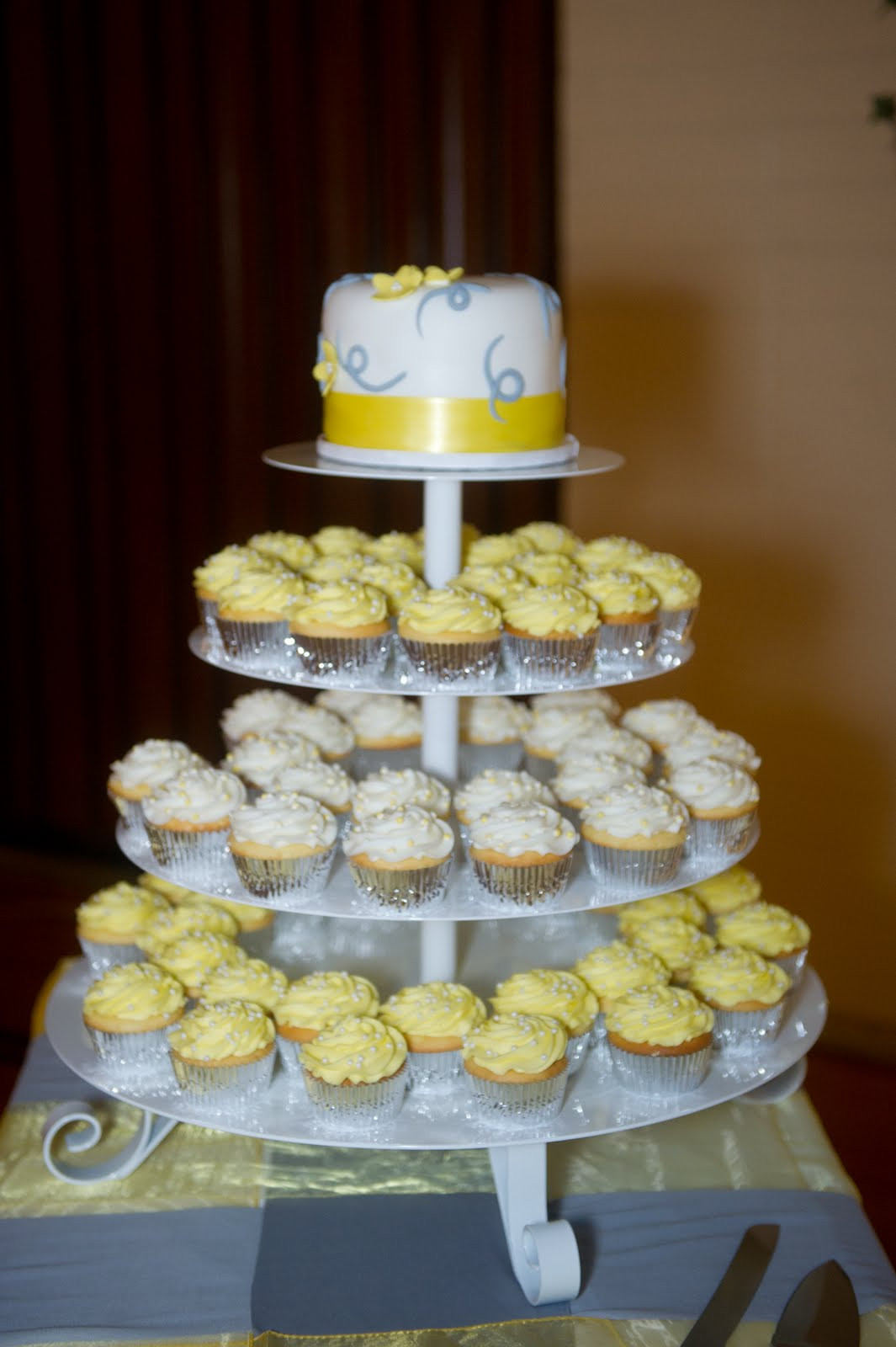 Yellow And Gray Wedding Cakes
 Decadent Designs Ashley s Yellow and Grey Cupcake Wedding