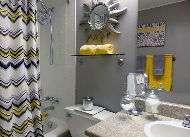 Yellow And Grey Bathroom Decor
 Yellow Gray Bathroom Home Design Ideas Remodel