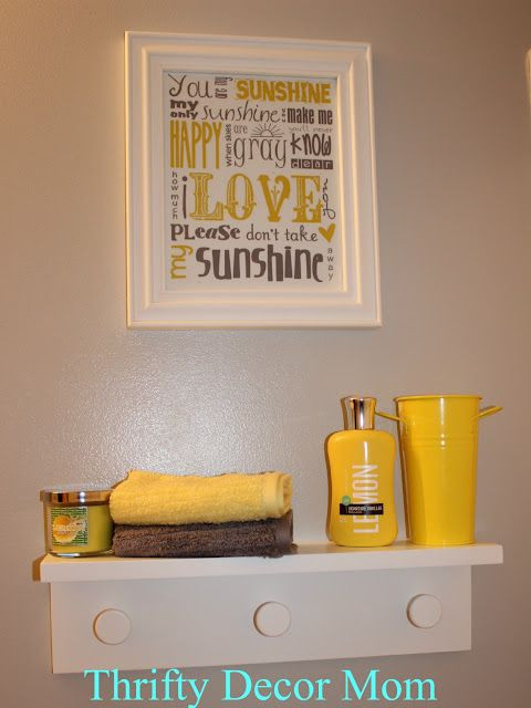 Yellow And Grey Bathroom Decor
 Buying the print for my new gray and white bathroom So