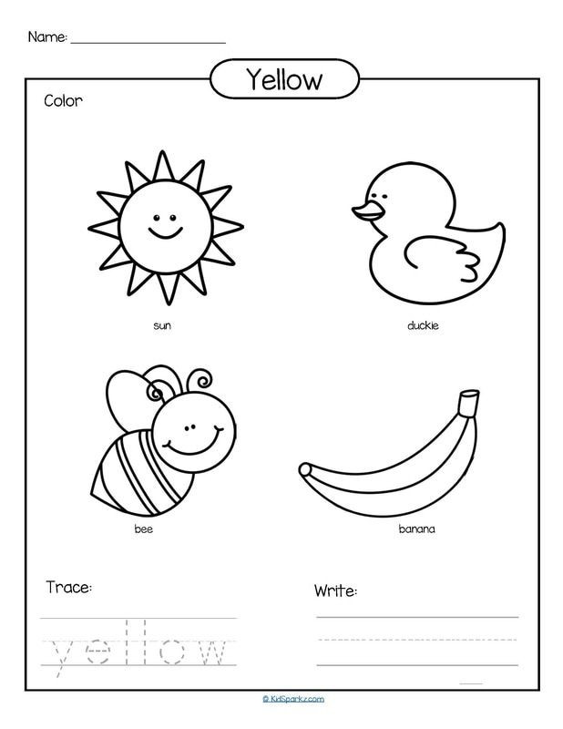 Yellow Coloring Pages For Toddlers
 Color yellow printable color trace and write