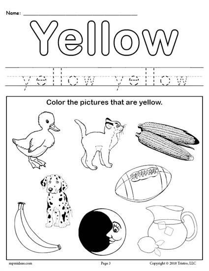 Yellow Coloring Pages For Toddlers
 FREE Color Yellow Worksheet
