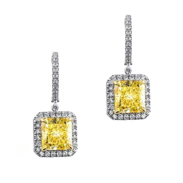 Yellow Diamond Earrings
 Fancy Light Yellow Diamond Earrings Radiant 8 06 carat