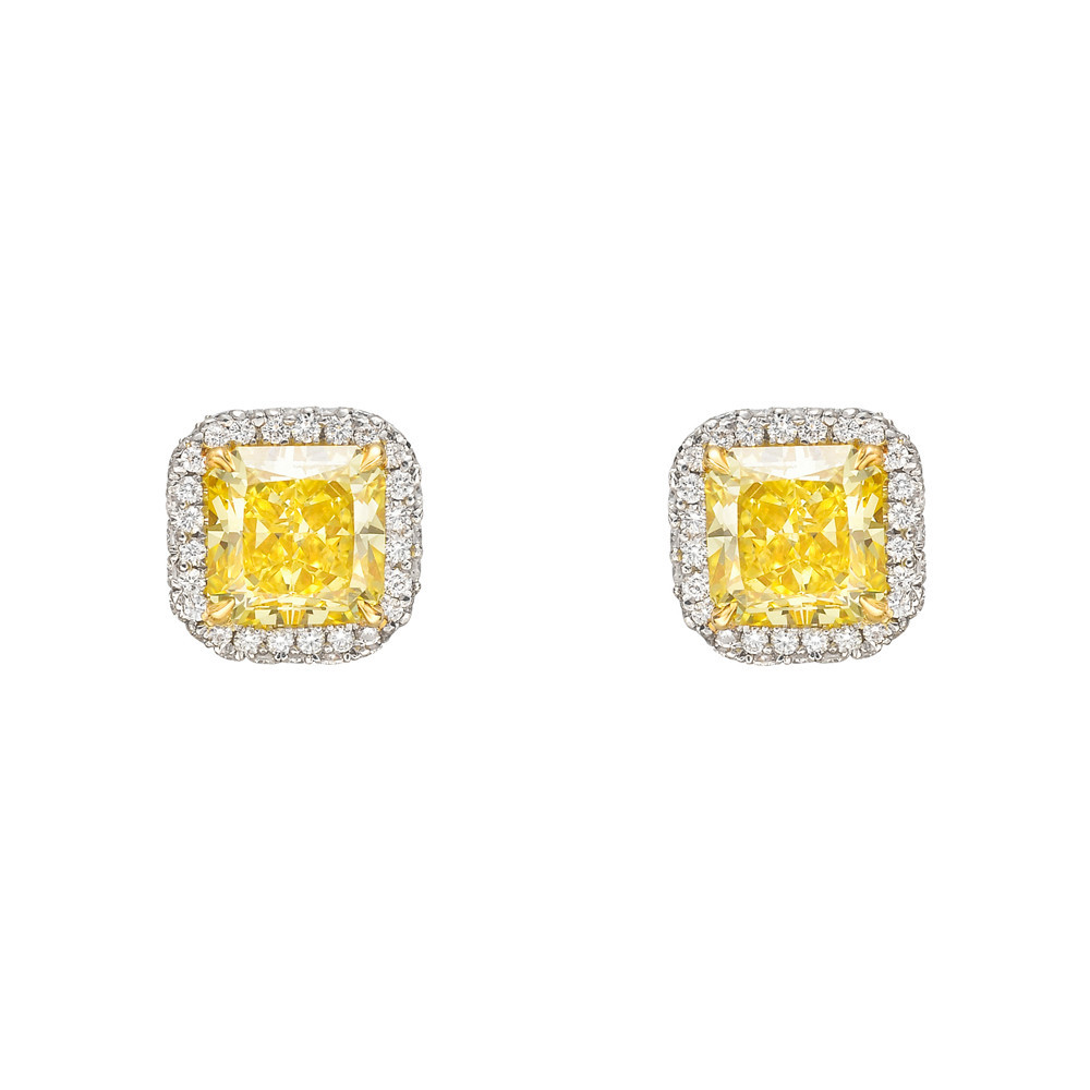 Yellow Diamond Earrings
 Fancy Vivid Yellow Diamond Stud Earrings