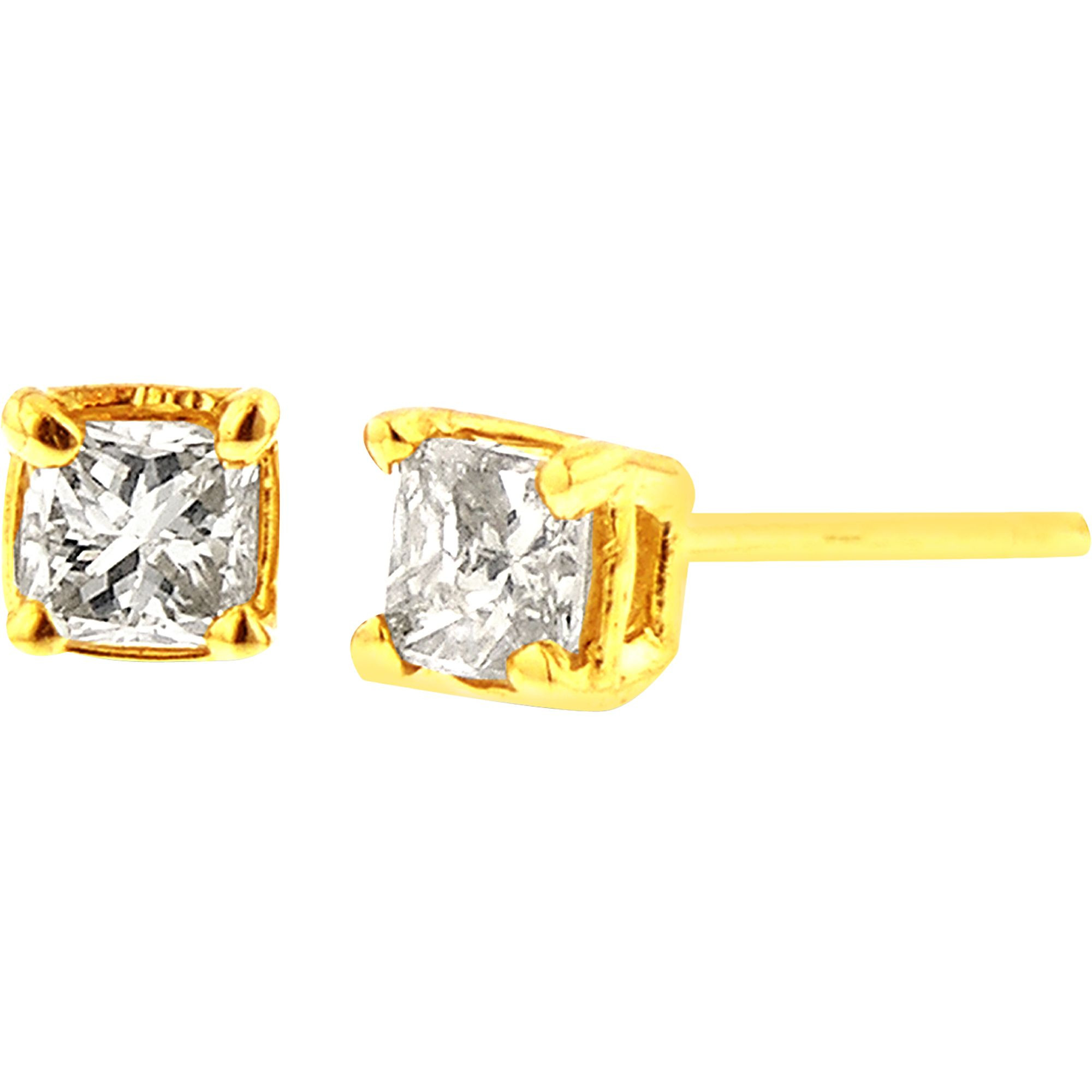 Yellow Diamond Earrings
 3 8 cttw Princess Cut Diamond Stud Earrings In 10k Yellow Gold