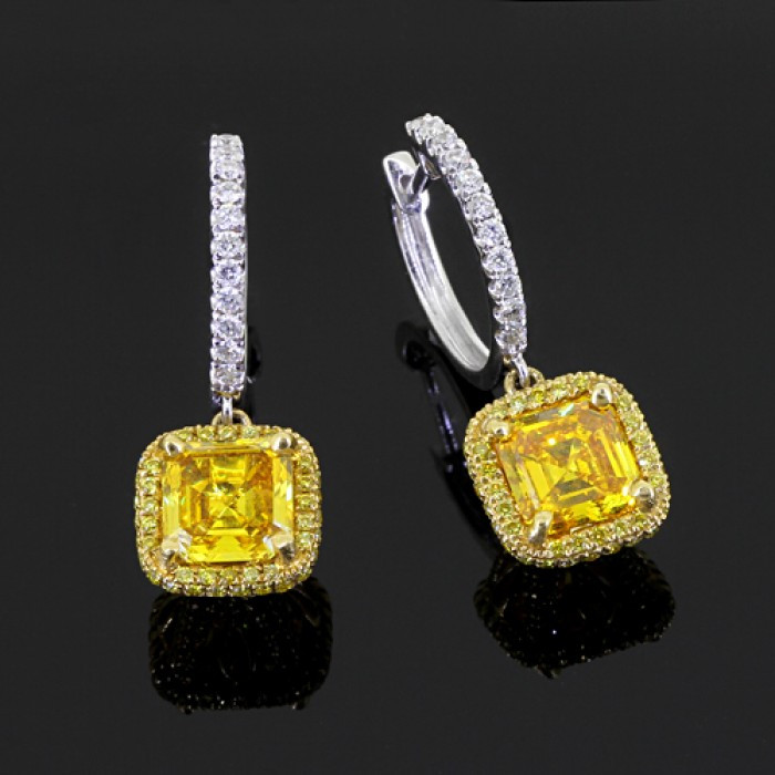 Yellow Diamond Earrings
 White & Yellow Diamond Earrings White & Yellow 18K Gold 2
