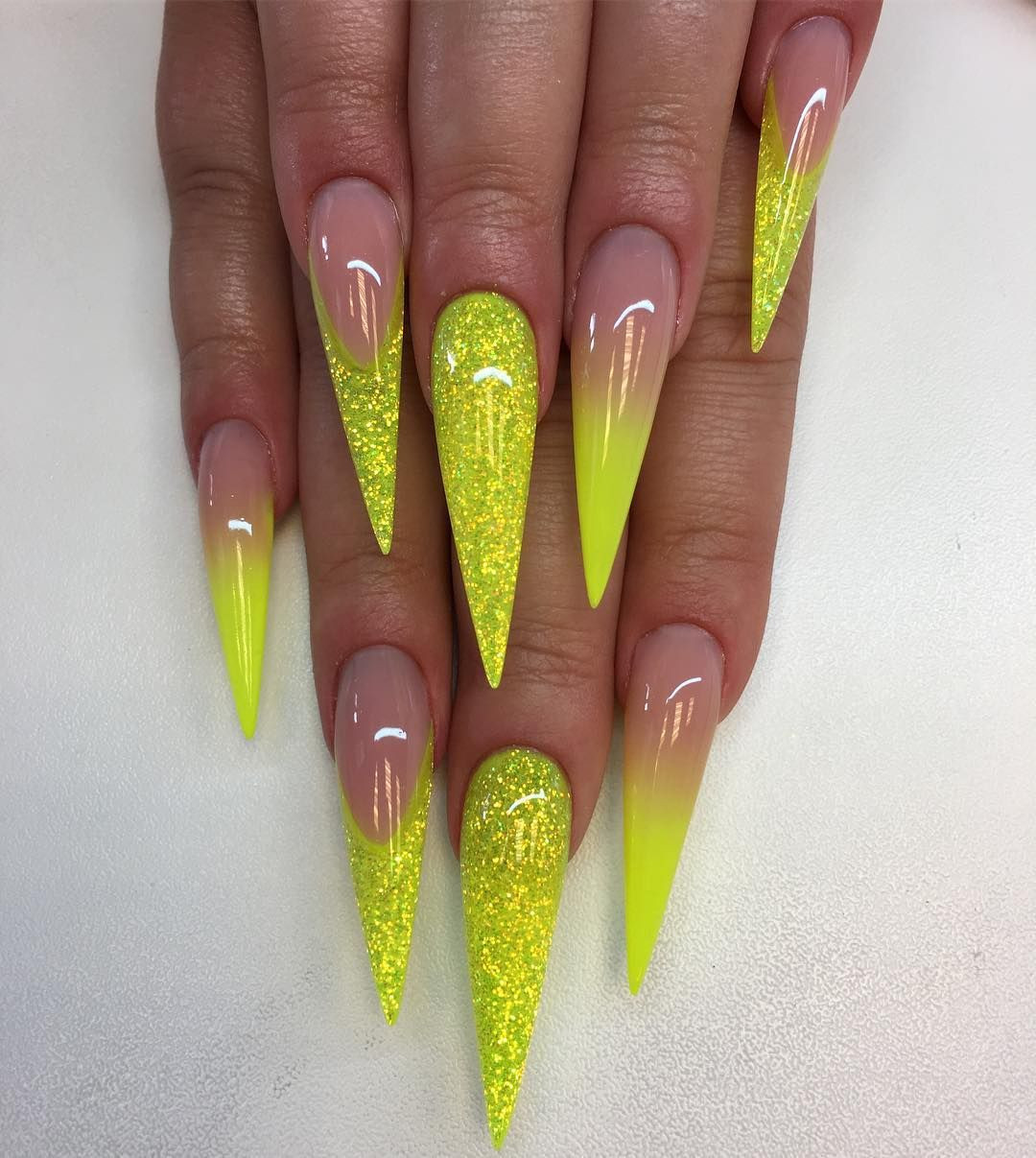 Yellow Glitter Nails
 Pin by Caitlin Aschliman on Nail d It