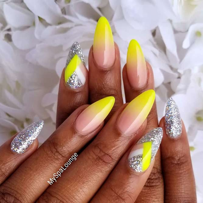 Yellow Glitter Nails
 Yellow Nails For The Hottest Summer