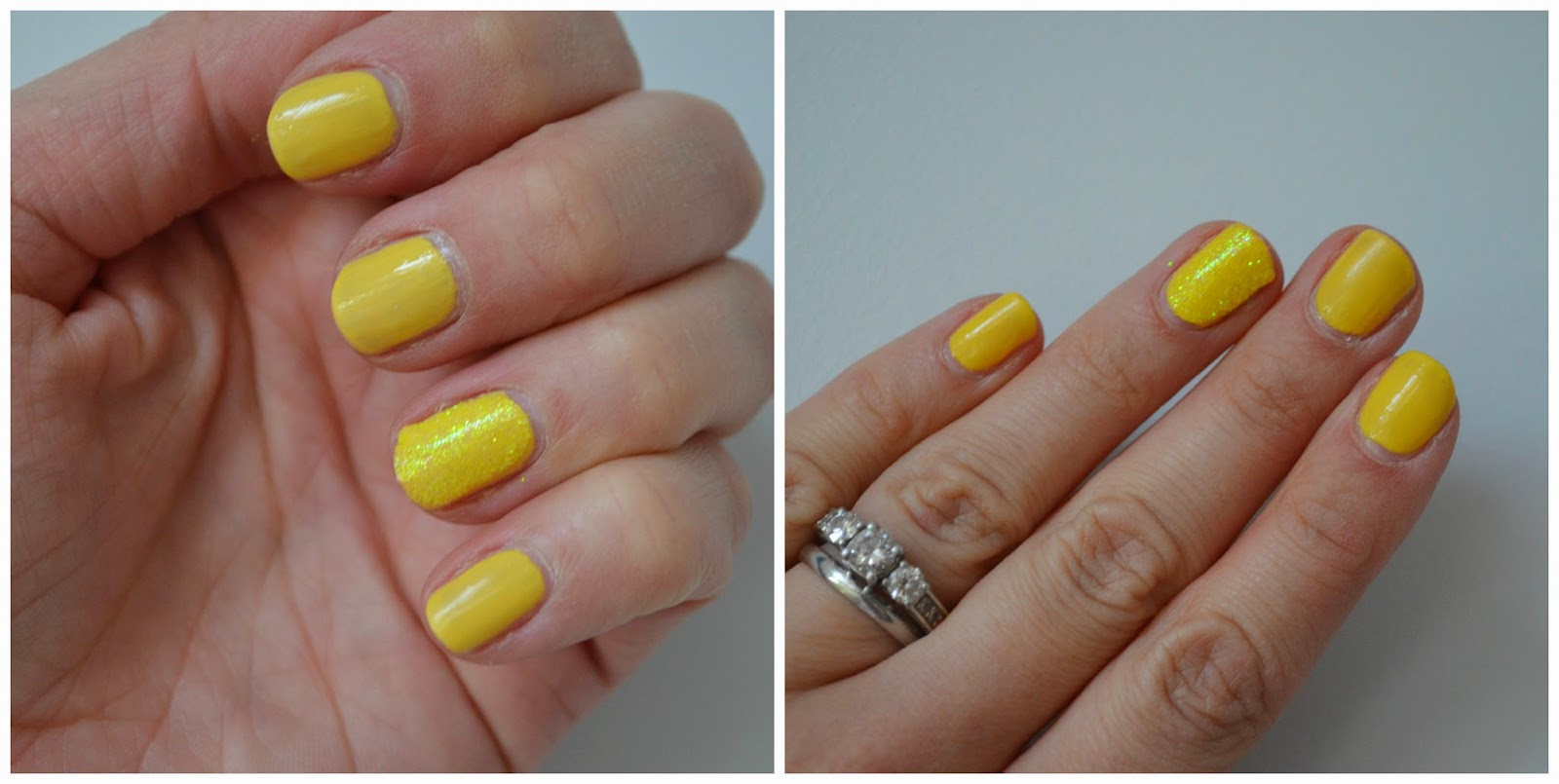 Yellow Glitter Nails
 Miss Elegant Touch Candy Dip Nails