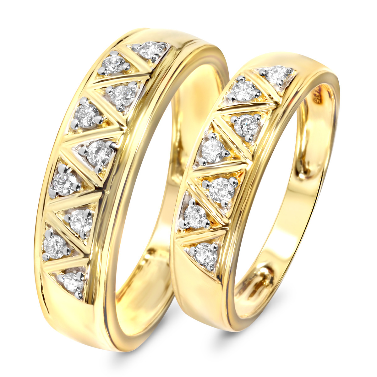 Yellow Gold Wedding Rings Sets For His And Her
 1 3 Carat T W Diamond His And Hers Wedding Band Set 10K