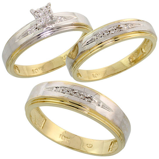 Yellow Gold Wedding Rings Sets For His And Her
 Buy 10k Yellow Gold Diamond Trio Engagement Wedding Ring