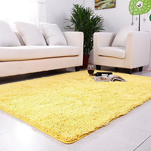 Yellow Rugs For Living Room
 USTIDE Yellow Chenille Rugs Shaggy Washable Kitchen Area