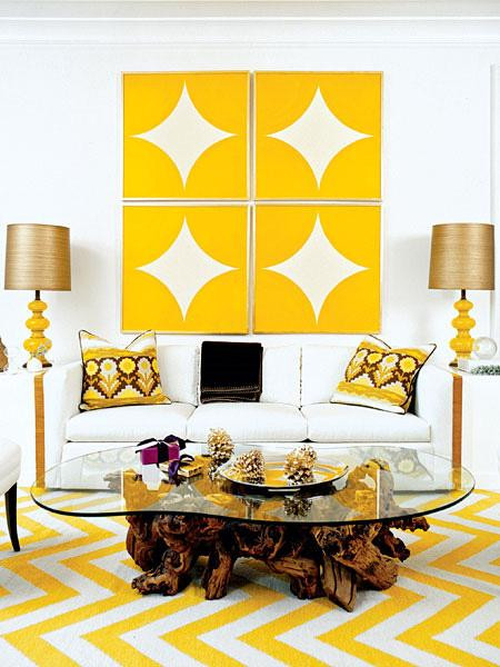 Yellow Rugs For Living Room
 Yellow Chevron Rug Contemporary living room Pieces Inc