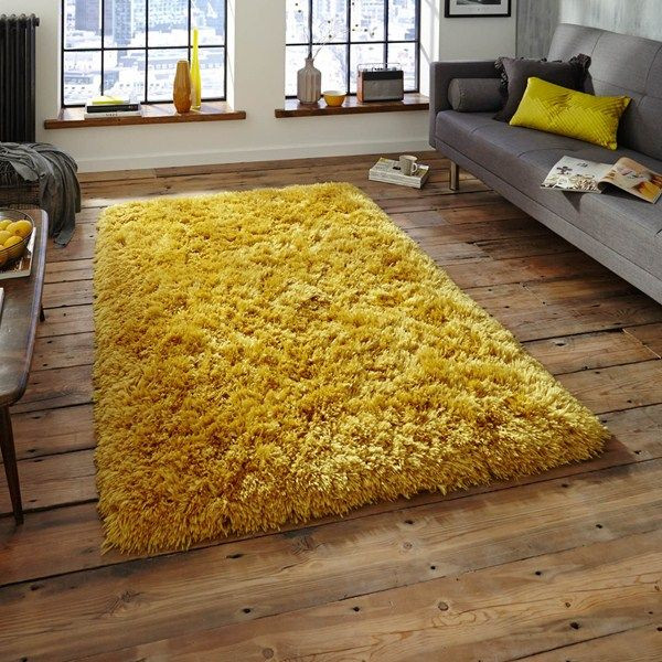 Yellow Rugs For Living Room
 Polar PL95 Shaggy Rugs in Yellow Free UK Delivery The