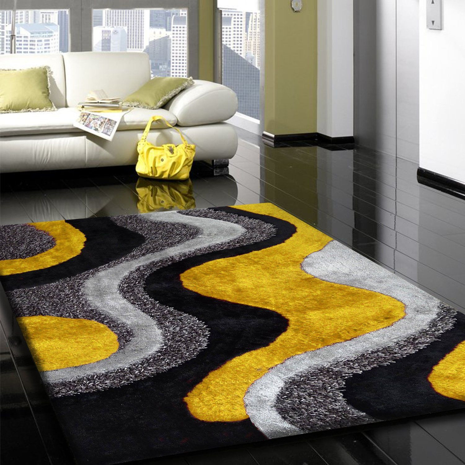 Yellow Rugs For Living Room
 Wonderful Grey Shag Rug For Floor Decor Ideas Black