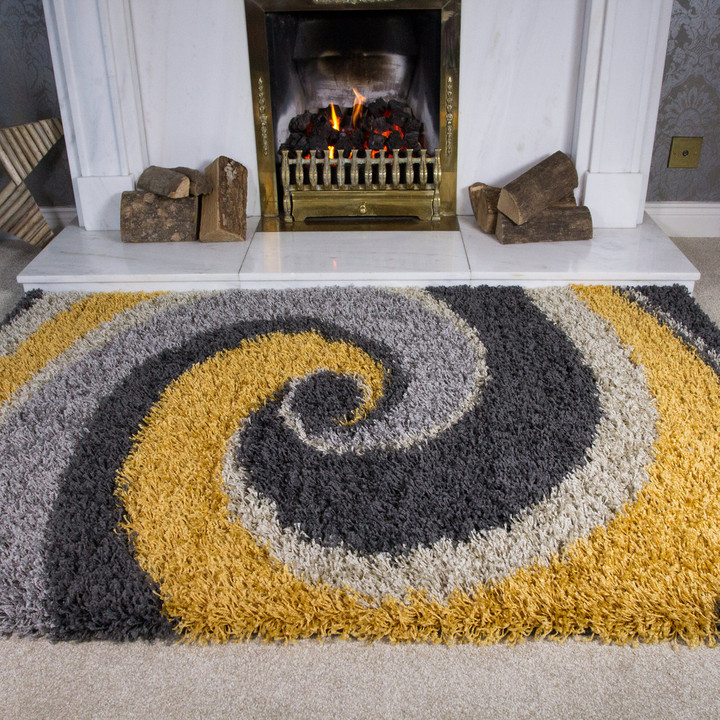 Yellow Rugs For Living Room
 Modern Yellow & Grey Shaggy Rugs Mustard Ochra Silver