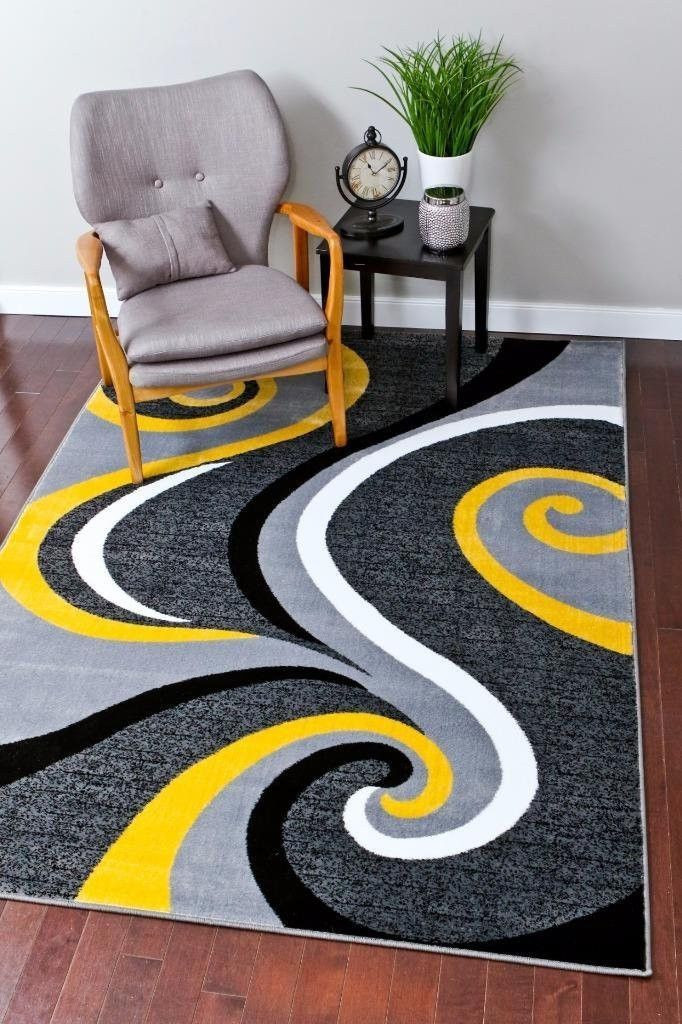 Yellow Rugs For Living Room
 2984 Yellow Abstract Contemporary Area Rugs