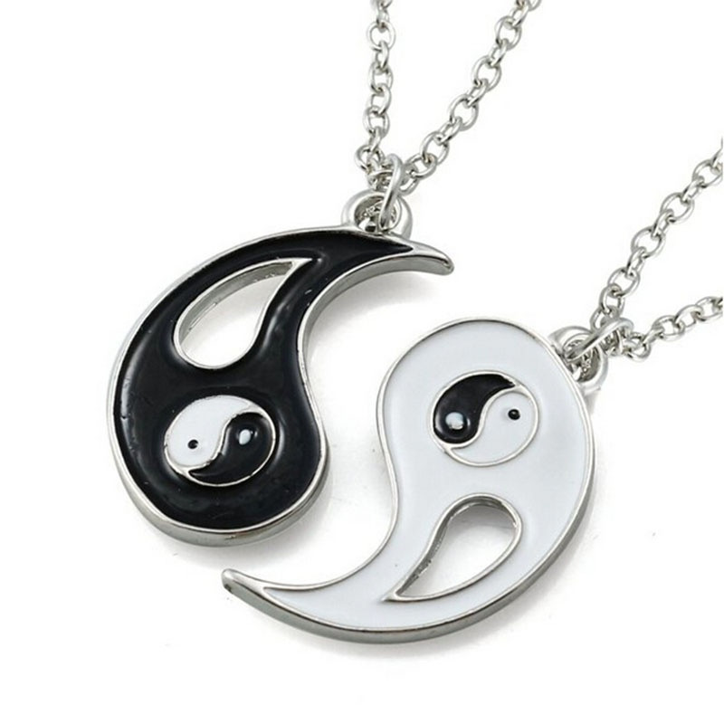 Yin Yang Necklace For Couples
 Buytra Couple Pendant Necklace Yin Yang Black White