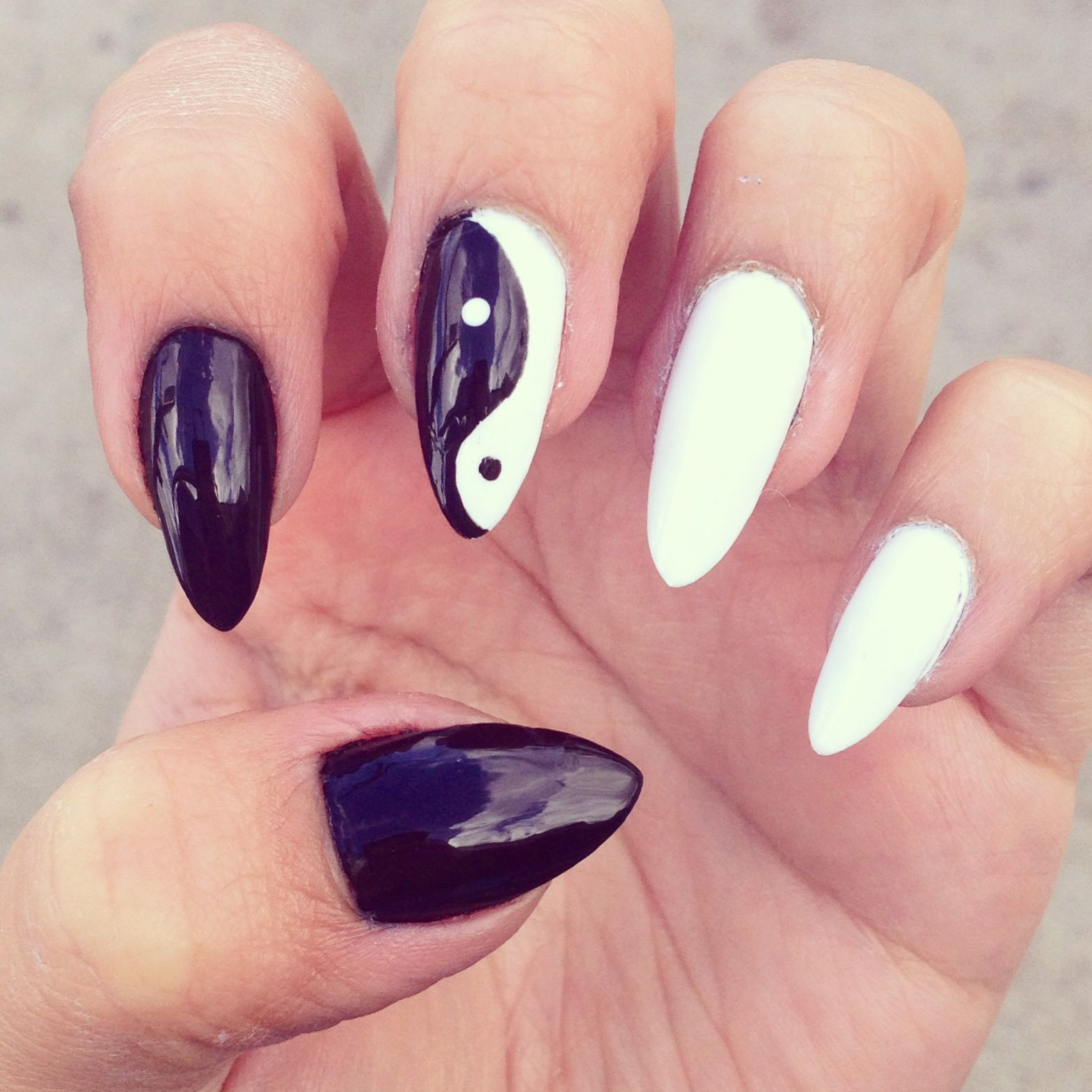 Ying Yang Nail Art Designs
 Black and white nail art yin yang my nail art