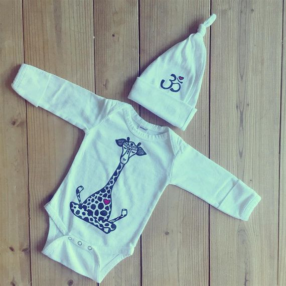 Yoga Baby Gifts
 Long sleeve bodysuit Lotus Giraffe White onepiece Yoga