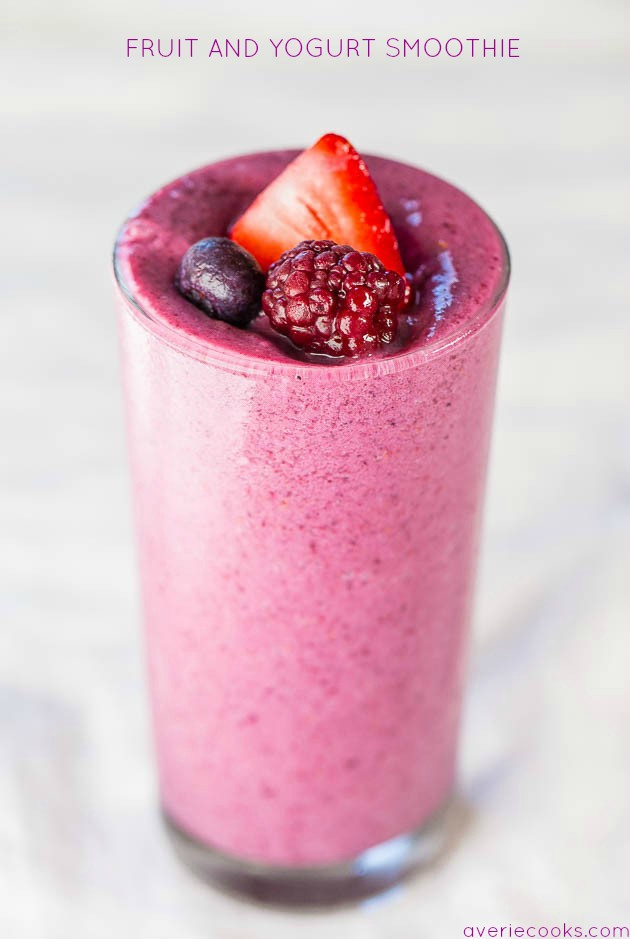 Yogurt Smoothie Recipes With Frozen Fruit
 Fruit and Yogurt Smoothie Averie Cooks