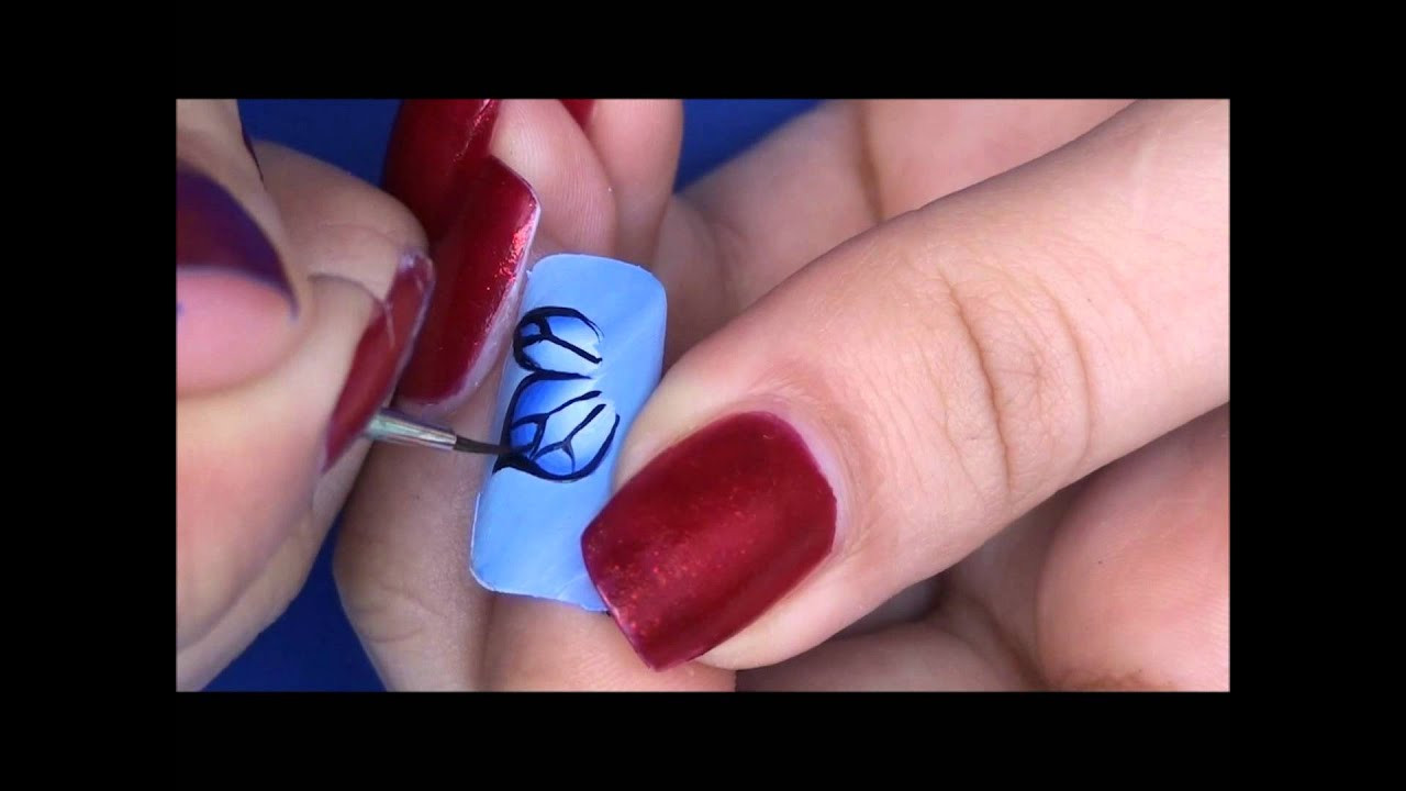 Youtube Nail Art
 Easy one stroke butterfly nail art tutorial
