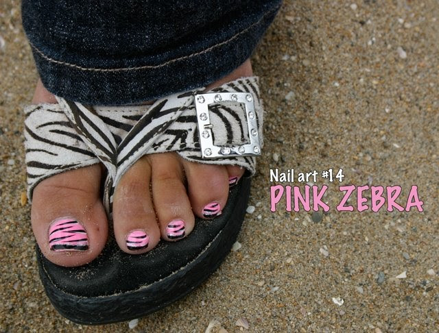 Zebra Toe Nail Designs
 Nail Art 14 Pink Zebra Toes 30daysof