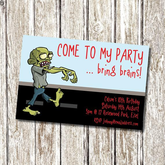 Zombie Birthday Invitations
 Zombie Birthday Party Invitation Printable and Personalised