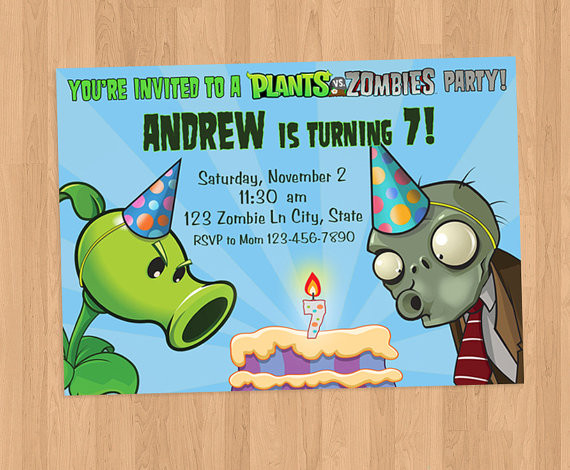 Zombie Birthday Invitations
 Plants vs Zombies Birthday Invitation Printable