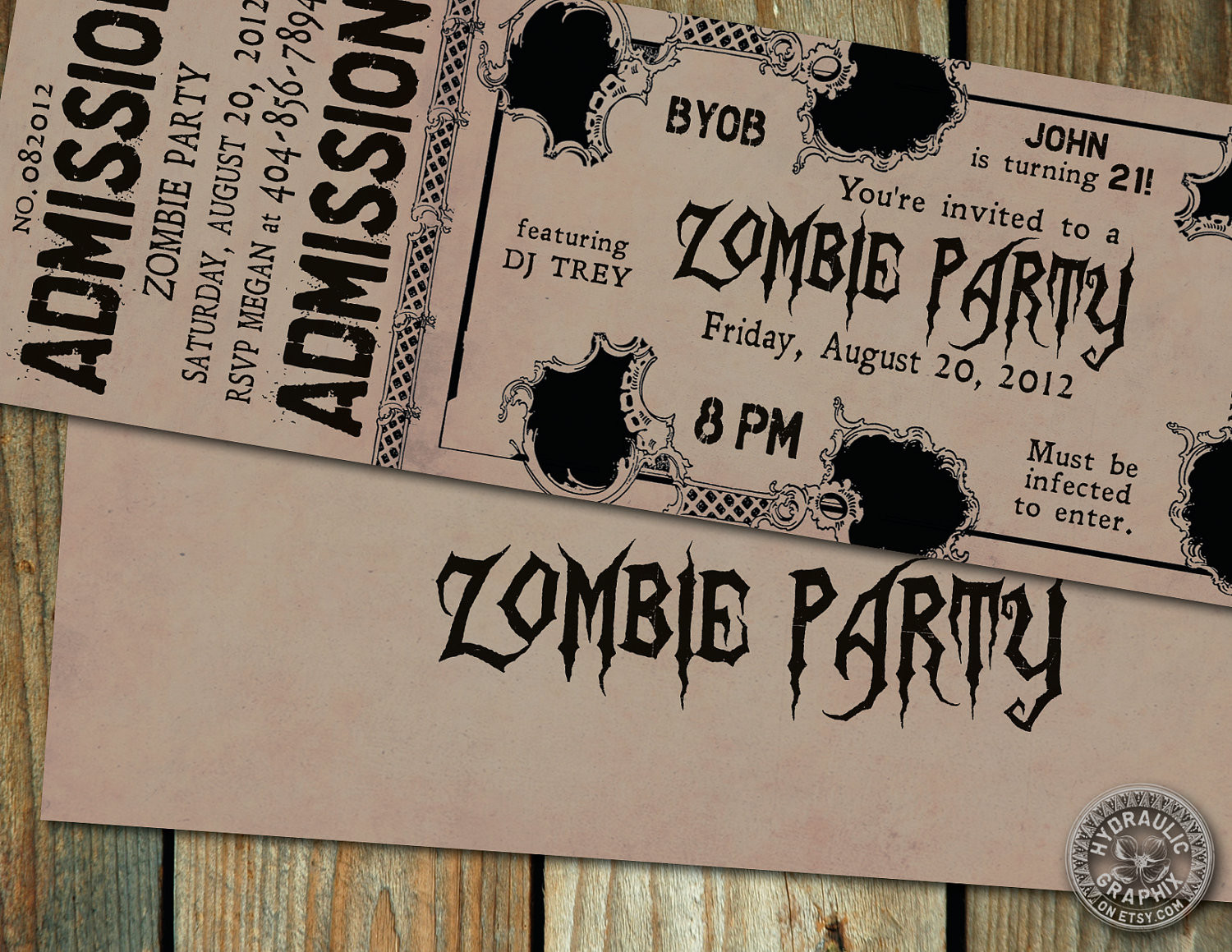 Zombie Birthday Invitations
 Zombie Birthday Party Ticket Invitation with by