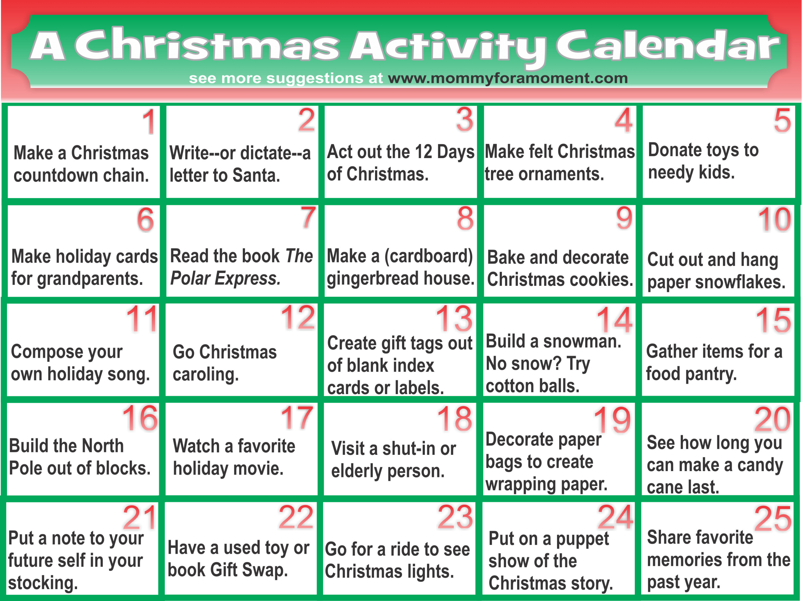 25 Days Of Christmas Ideas
 “Christmas