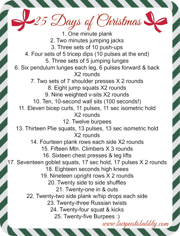 25 Days Of Christmas Ideas
 Friday Things & A 25 Days of Christmas Workout – Burpees