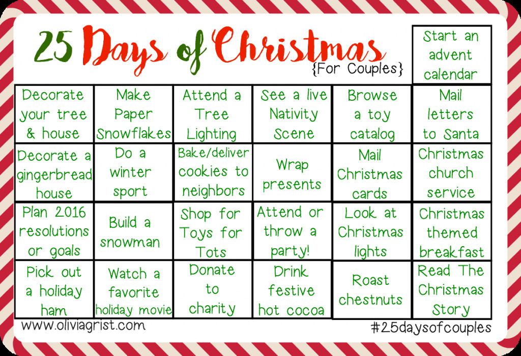 25 Days Of Christmas Ideas
 25 Days of Christmas For Couples  FaithFull