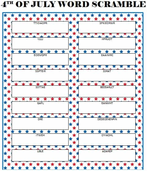 4th Of July Activities For Adults
 4th of July Word Scramble Freebie Moms & Munchkins