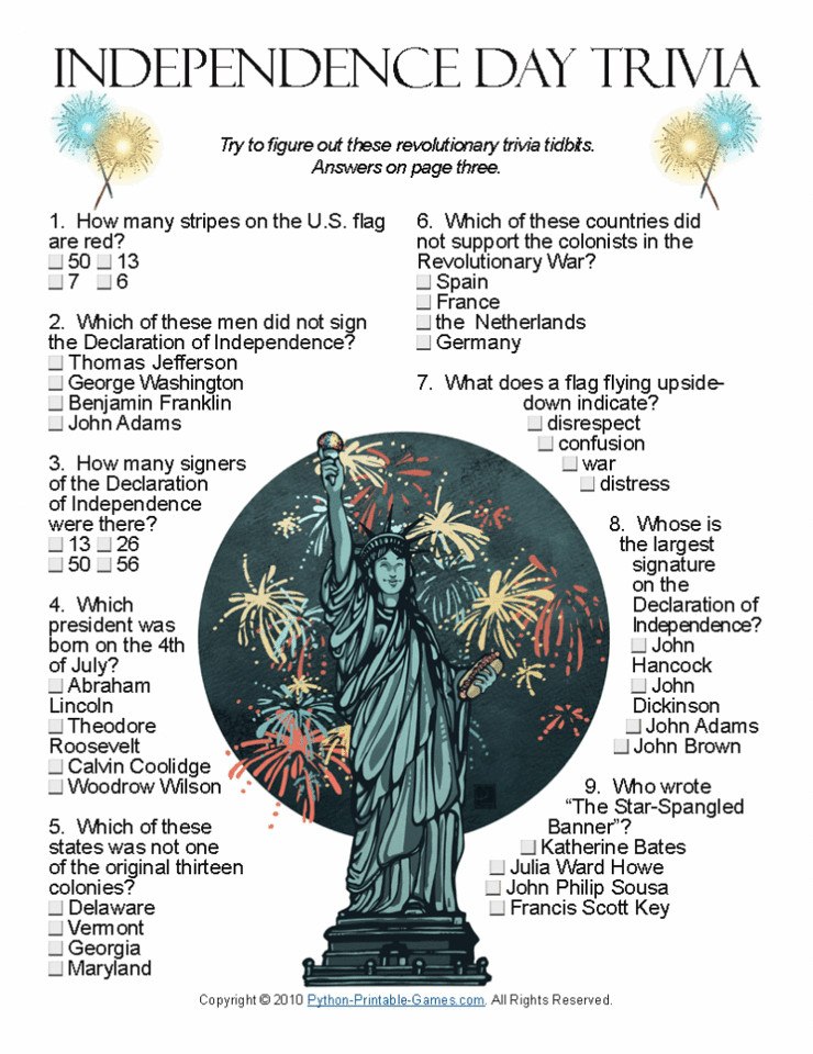4th Of July Activities For Adults
 4th of July ideas Independence Day Trivia Wouldn t your