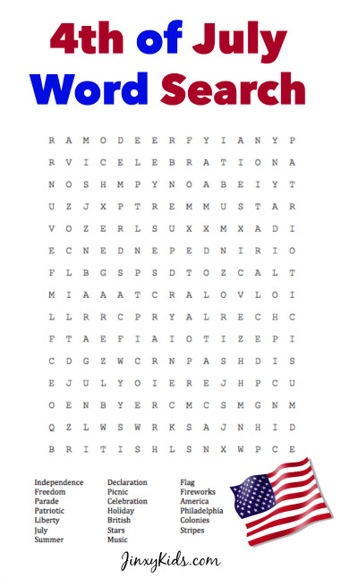4th Of July Activities For Adults
 Printable 4th of July Word Search Puzzle Jinxy Kids