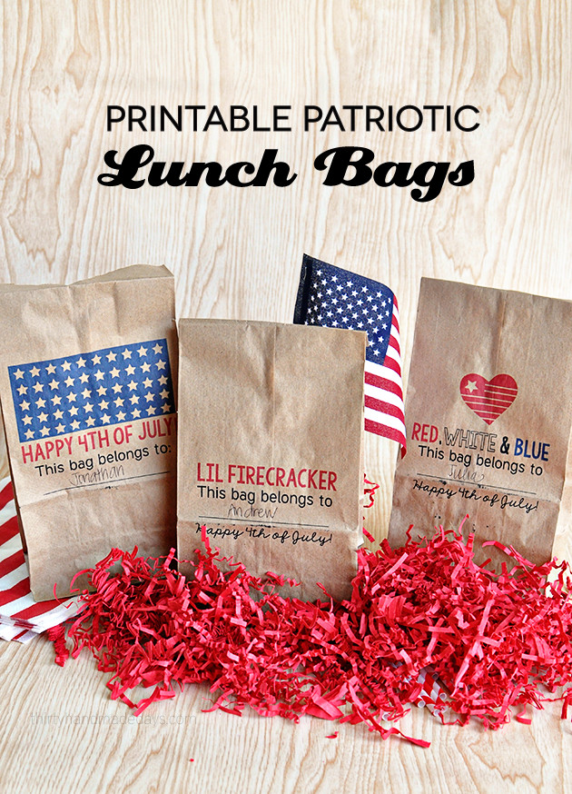 4th Of July Lunch Ideas
 Printable Patriotic Lunch Bags
