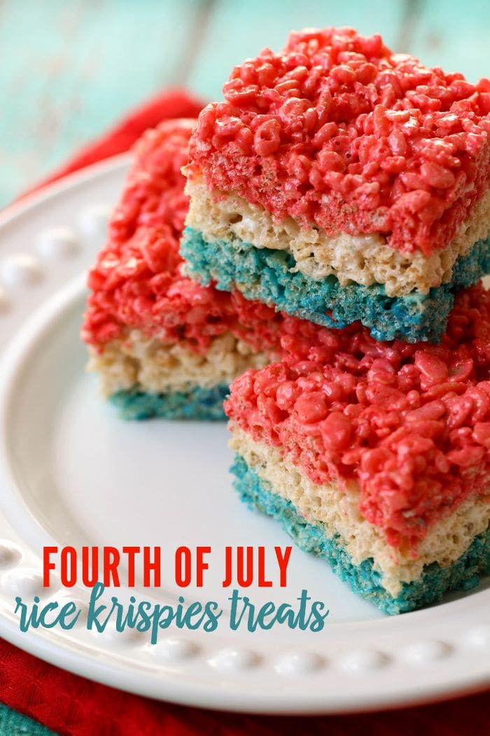 4th Of July Rice Krispie Treats Recipe
 Fourth of July Rice Krispie Treats Red White and Blue