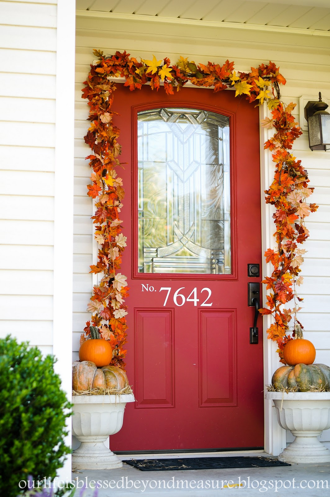 Autumn Door Decor
 Blessed Beyond Measure My frugal Fall Front Porch
