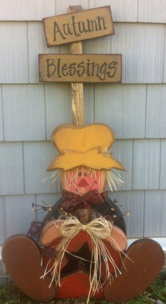 Autumn Wood Crafts
 Autumn Blessings Sitting Scarecrow $10 50
