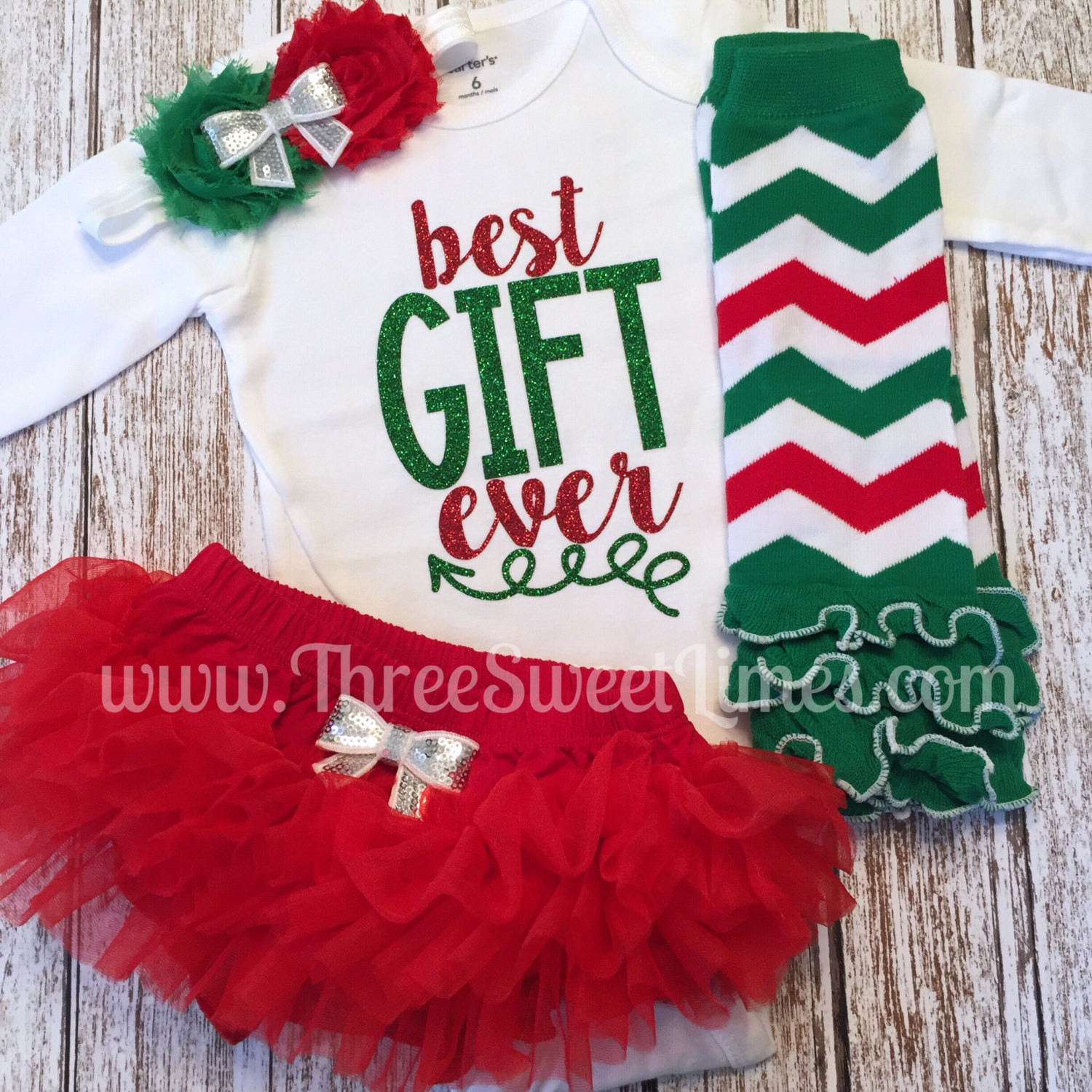 Best Christmas Gift Ever
 Baby Girl Christmas Outfit Best Gift Ever by ThreeSweetLimes