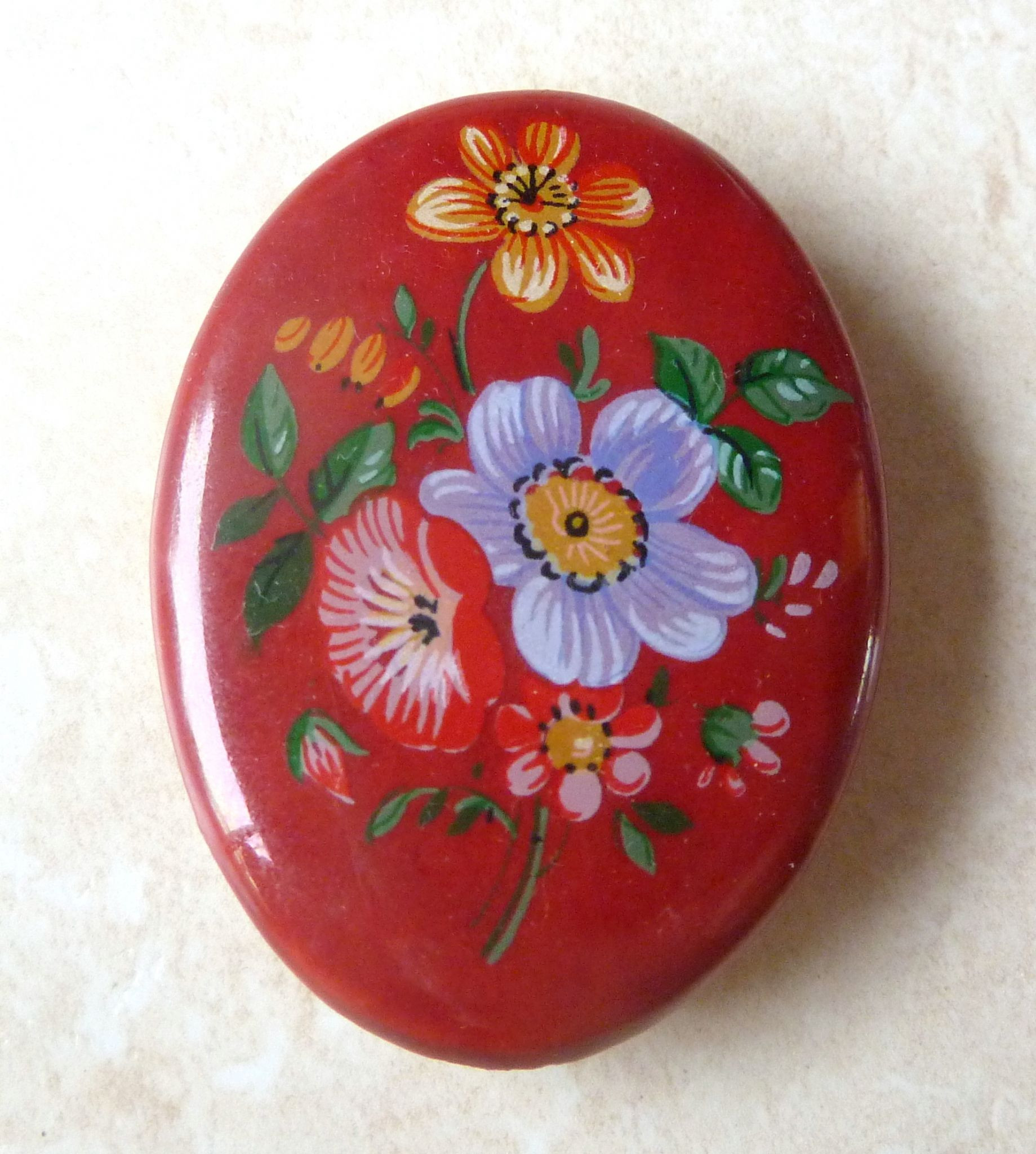 Brooches Ceramic
 Vintage Hand Painted Ceramic Flower Brooch