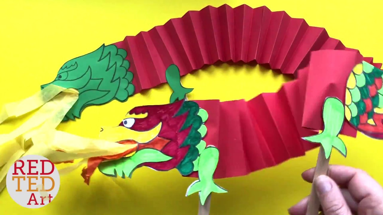Chinese New Year Dragon Craft
 Dragon Paper Puppet DIY Paper DIY for Chinese New Year