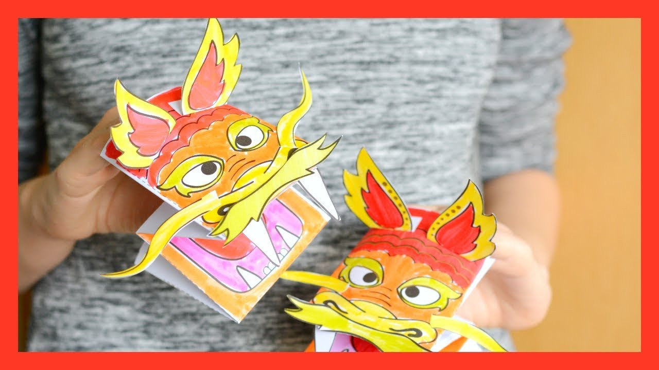 Chinese New Year Dragon Craft
 Printable Chinese Dragon Puppet Chinese new year craft