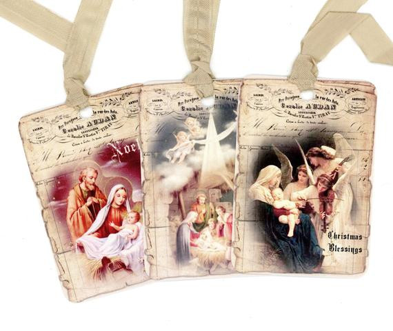 Christian Christmas Gifts
 Religious Christmas Gift Tags Vintage Nativity Mary