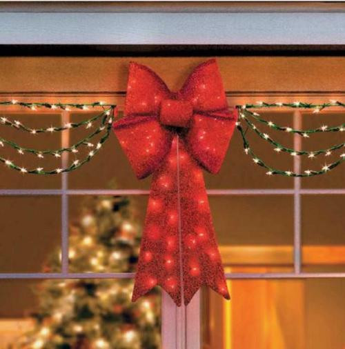 Christmas Decor Clearance
 CLEARANCE Outdoor Lighted Porch Eave CHRISTMAS BOW & SWAG