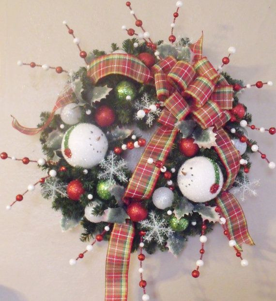 Christmas Decor Clearance
 Clearance Sale SNOWMAN CHRISTMAS Wreath Silk Holiday Door
