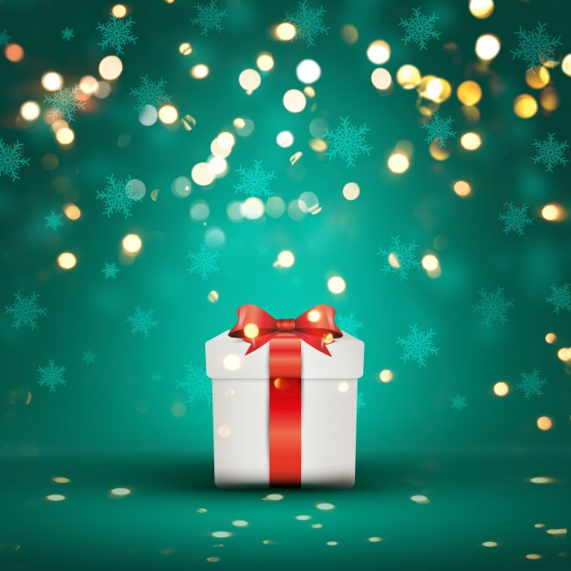 Christmas Gift Background
 Christmas t on a bokeh lights background