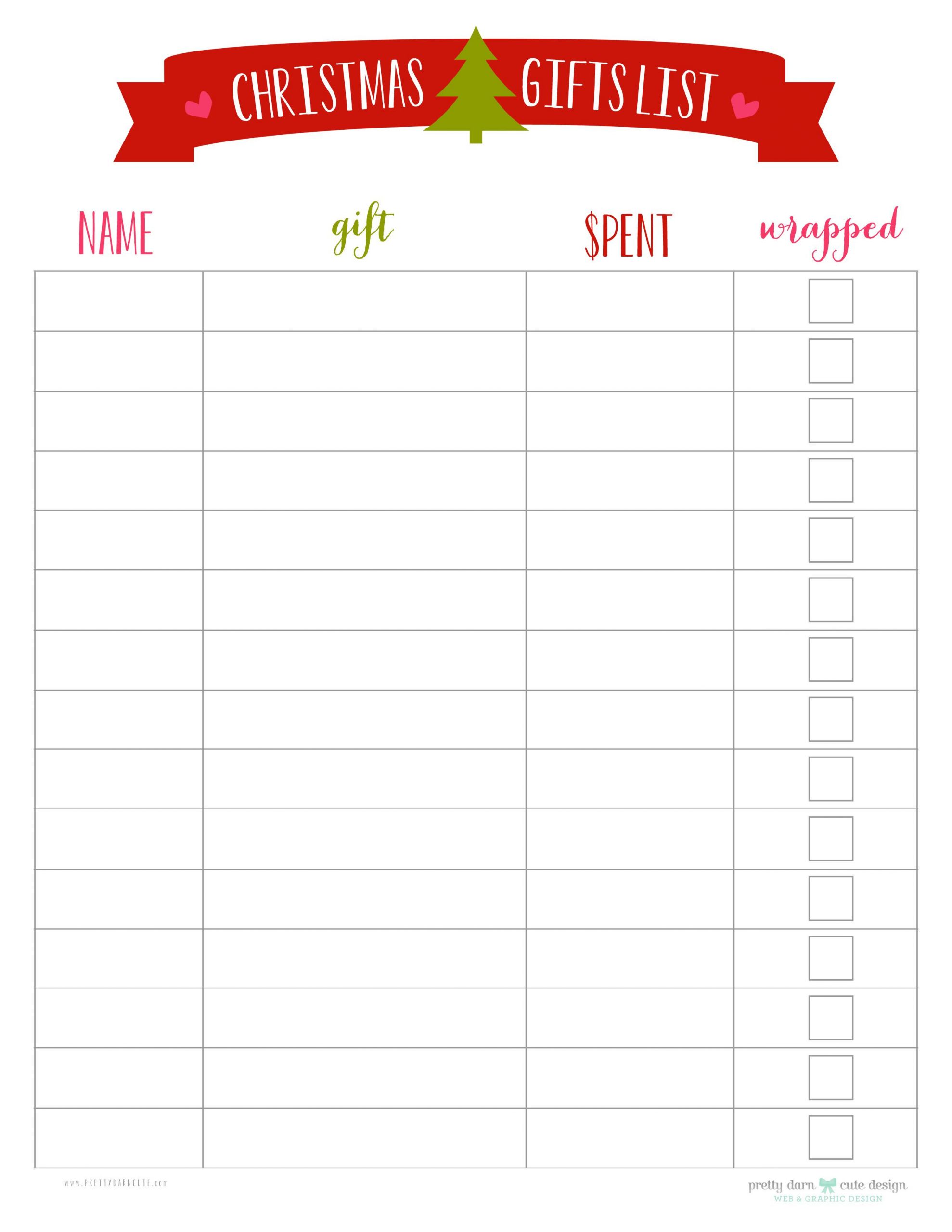 Christmas Gift List Template
 Christmas list printable in case I decide to feel