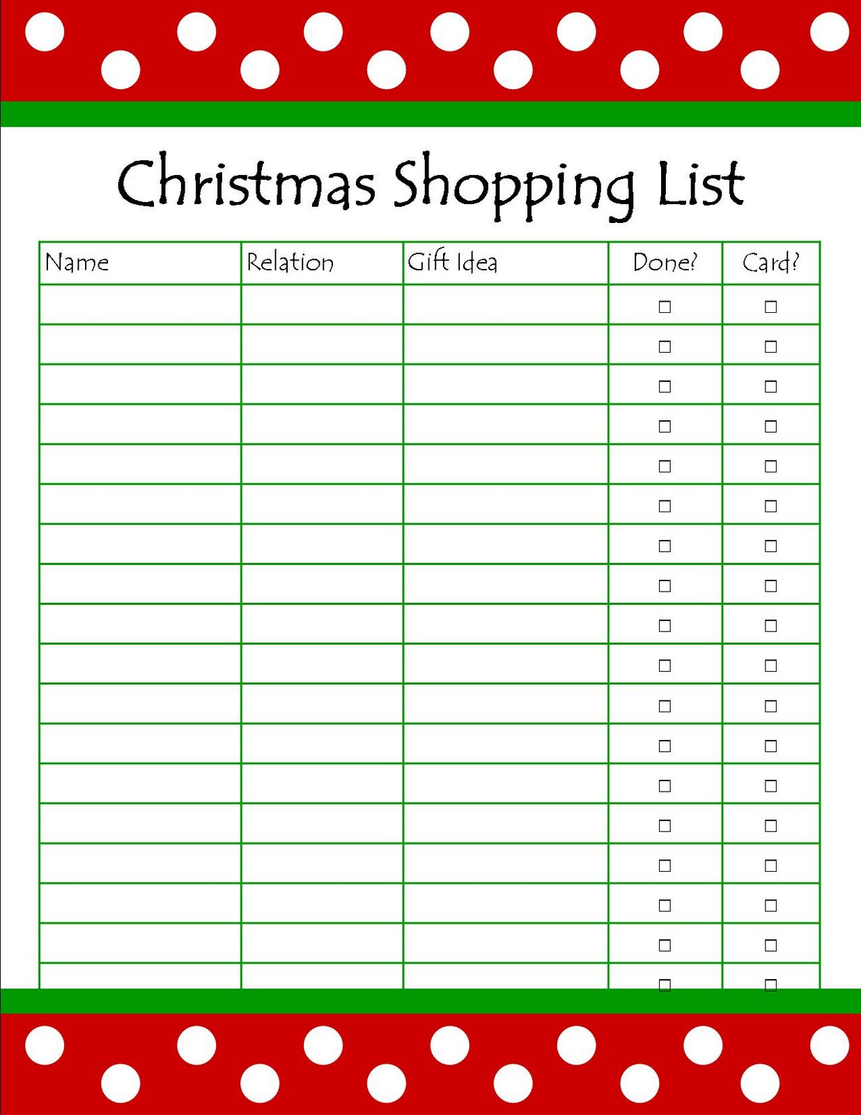Christmas Gift List Template
 It s So Splendid Free Printable Christmas Shopping List